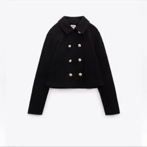 Zara cropped jacket with gold buttons